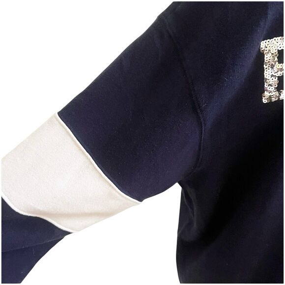 Victoria’s Secret Pink Yale Bulldogs Sequin Sweater 3/4 Zip Up Navy Mock Neck - Picture 8 of 11